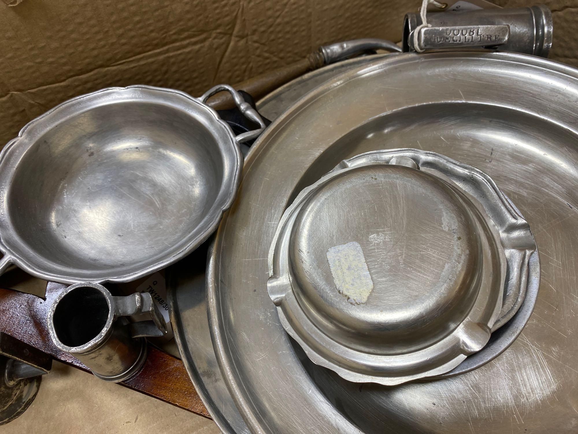 A quantity of Continental pewter tableware